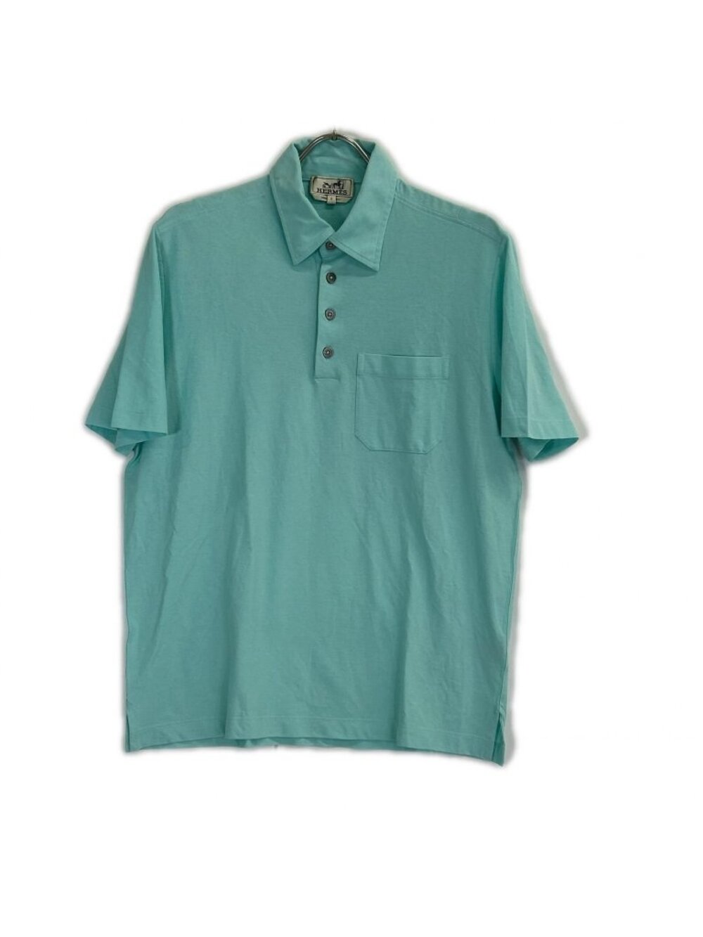 Hermes Turquoise Blue Short Sleeve Polo